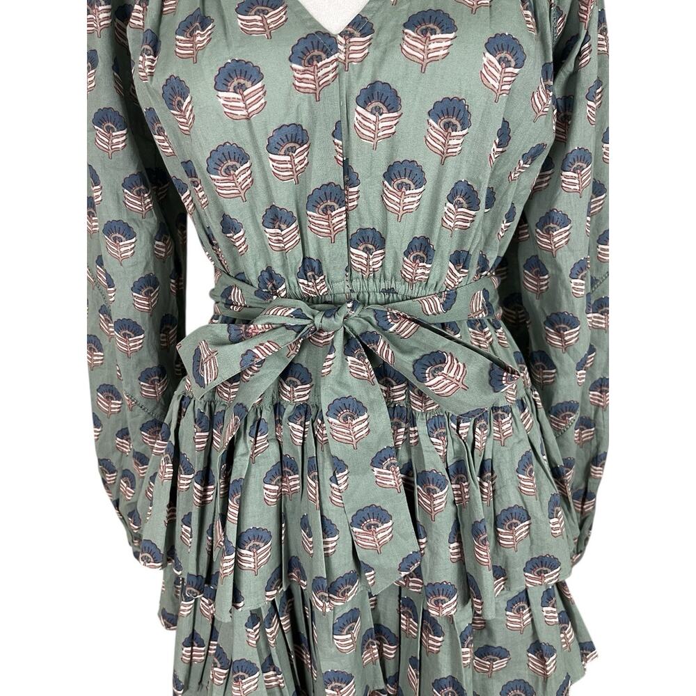 Marea Grace Ruffle Dress Jade Cotton Cottage Bohemian Prairie Size XS NWT - Picture 7 of 10